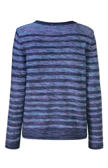 Langärmliges Shirt in Blautönen, horizontal gestreift, Rundhalsausschnitt, gerade geschnitten