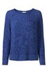 Pullover in Royalblau, fein geripptes Muster, rundhalsausschnitt, lange Ärmel, gerade geschnitten
