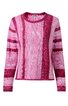Langärmliges Damenpullover in verschiedenen Rosatönen, Streifenmuster, rundhalsausschnitt, gerade Form