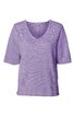 Lila Kurzarmshirt, unifarben, V-Ausschnitt, weite Passform, kurzer Ärmel