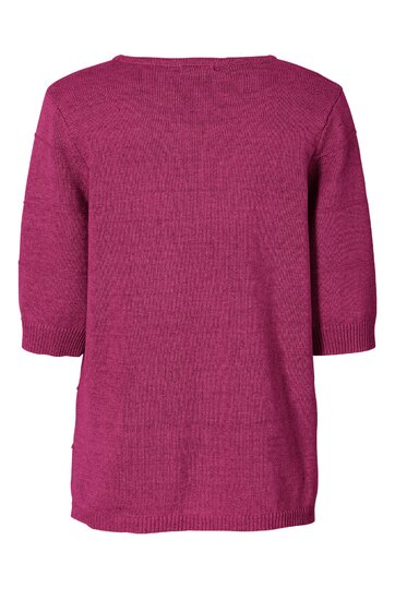 Pullover in pink, einfarbig, Rundhalsausschnitt, kurze Ärmel, gerader Saum