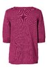 Pullover in pink, einfarbig, Rundhalsausschnitt, kurze Ärmel, gerader Saum