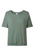 Damen-T-Shirt, mattgrün, einfarbig, Rundhalsausschnitt, kurze Ärmel, gerade geschnitten