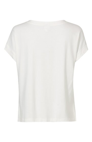 Kurzärmeliges weißes T-Shirt, gerade geschnitten, Rundhalsausschnitt, keine Muster oder Verzierungen, Rückansicht