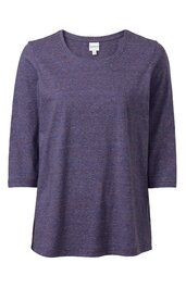 Damenpullover in dunkelviolett, unifarben, mit Rundhalsausschnitt, 3/4-langen Ärmeln, gerader Schnitt