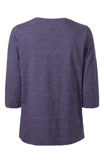 Damenoberteil in dunkellila, einfarbig, Rundhalsausschnitt, lange Ärmel, gerade geschnitten