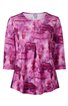 Langärmliges Damenshirt in verschiedenen Rosatönen mit Aquarellmuster, Rundhalsausschnitt, lockere Passform, leichte Saumbreite