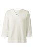 Weißes Langarmshirt mit V-Ausschnitt, gerade geschnitten, ohne Muster, ohne sichtbare Verzierungen