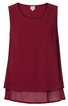 Ärmelloses Top in bordeauxrot, doppellagiger Saum mit transparenter unterer Lage, rundhals, gerade geschnitten, ohne Muster oder Verzierungen