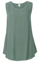 Ärmelloses, locker fallendes Top in salbeigrün, rundhalsausschnitt, gerade geschnittener Saum, glatte Oberfläche, keine Muster, schlichtes Design