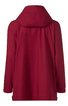 Dunkelroter Parka, einfarbig, Kapuze, lange Ärmel mit elastischen Bündchen, gerade geschnitten, ohne sichtbare Verschlüsse oder Taschen auf der Rückseite