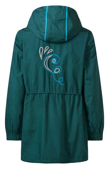 Kaffeemaschine in Schwarz und Silber, rechteckige Form, Display mit Tasten auf der Vorderseite, Wassertank auf der Rückseite, Tropfschale unten, kompakte Bauweise