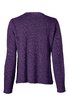 Langärmeliges Oberteil in dunkellila, einfarbig, Rundhalsausschnitt, gerade geschnitten, Rückansicht