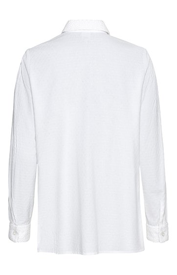 Weißes Hemd ohne Muster, Kragen, lange Ärmel mit Manschetten, Rückansicht, gerade geschnitten