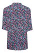 Hemdbluse in dunkelblau mit rosa und hellblauem Blumenmuster, langer Schnitt, 3/4-Ärmel, klassischer Hemdkragen, Rückenansicht