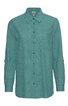 Langärmliges Hemd in Türkis mit feinen horizontalen Streifen, durchgehende Knopfleiste, Hemdblusenkragen, aufgesetzte Brusttasche links, Ärmel mit Riegel und Knopf zum Krempeln, lockere Passform