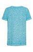 Hellblaues T-Shirt, melierte Optik, kurze Ärmel, Rundhalsausschnitt, gerade geschnitten, unterer Saum leicht gewellt