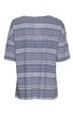 Kurzärmliges T-Shirt in Blautönen mit horizontalen Streifen, Rundhalsausschnitt, lockere Passform