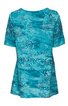 Türkisfarbenes T-Shirt mit abstraktem weißem Muster, Rundhalsausschnitt, kurze Ärmel, gerade geschnitten