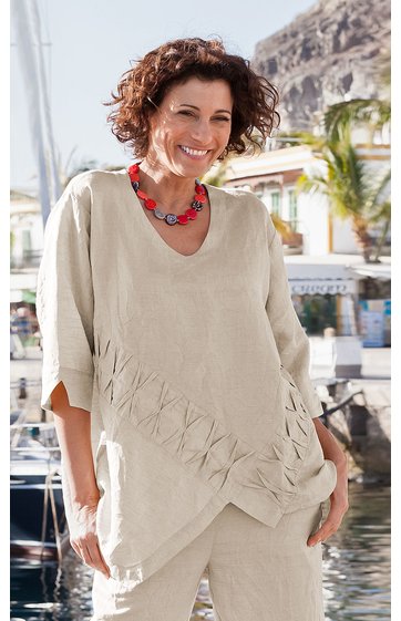 Leinenmix-Bluse in natur