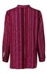 Langärmliges Hemd in Purpur mit vertikalen Streifen in Dunkelrot, Rot und Schwarz, mit Kentkragen, durchgehender Knopfleiste, abgerundetem Saum, Manschetten mit Knöpfen