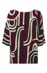Shirt in Creme, Dunkelrot und Schwarz, abstraktes geometrisches Muster, Rundhalsausschnitt, halblange Ärmel, gerade geschnittener Saum