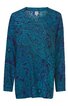 Langärmliges Kleidungsstück in türkisblau mit dunklem Paisley- und Blättermuster, Rundhalsausschnitt, gerade geschnitten