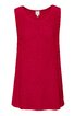 Rotes ärmelloses Kleid, rundhals, schmal geschnitten, knielang, ohne Muster, glatte Oberfläche