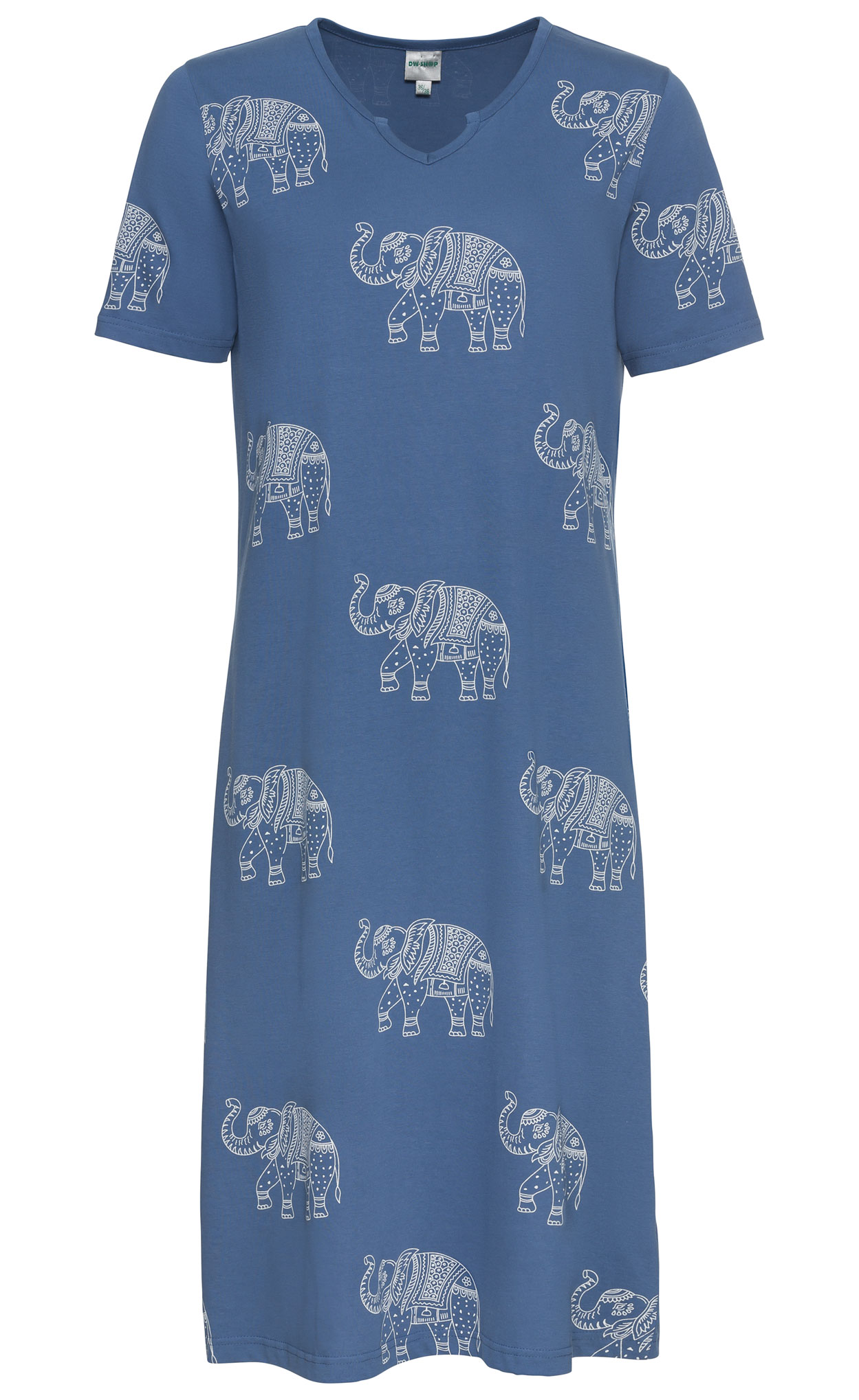 Baumwoll-Nachthemd in Druck blau - 286245 | DW-Shop