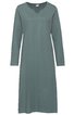 Langärmeliges Nachthemd in gedämpftem Grün, schlicht ohne Muster, V-Ausschnitt, knielang, gerader Schnitt