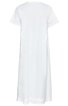 Weißes Nachthemd, schlicht, kurzärmelig, rundhalsausschnitt, knie- bis wadenlang, gerade geschnitten, ohne Muster oder Verzierungen