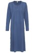 Langes Nachthemd in mittlerem Blau, unifarben, lange Ärmel, Rundhals mit Knopfleiste, leichte Falten unterhalb der Brust, gerade geschnitten