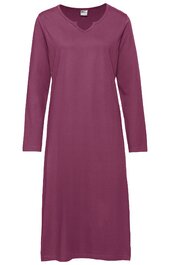 Langärmliges Nachthemd in mauve mit V-Ausschnitt, knielang, gerade geschnitten