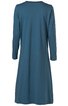 Langärmeliges, knielanges Kleid in blau, schlicht ohne Muster, Rundhalsausschnitt, gerade geschnitten
