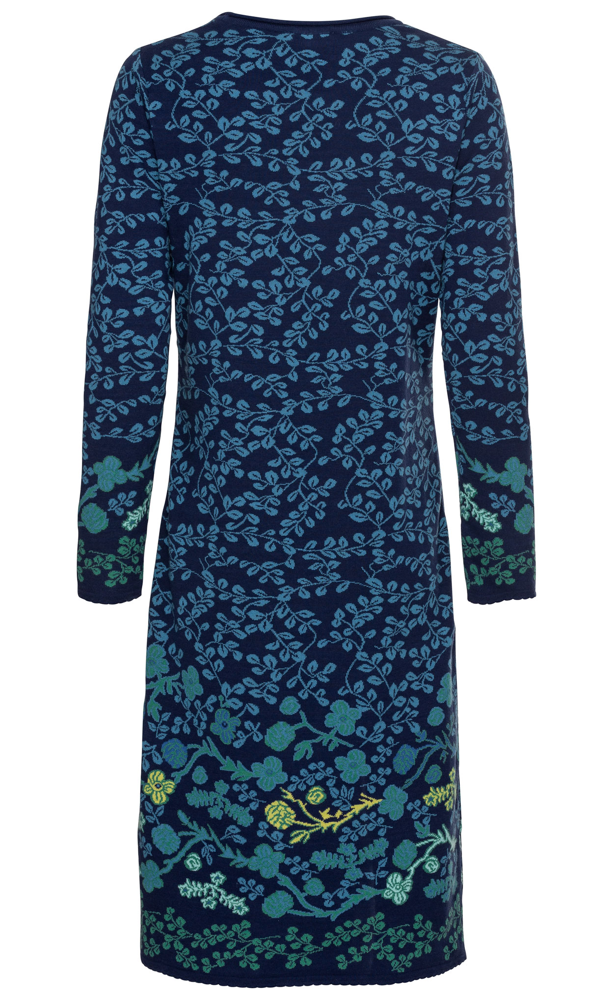 Mode Kleider Langarmkleider DW-Shop Langarmkleid blau grafisches Muster Elegant 