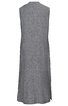 Graues ärmelloses Kleid ohne Muster, knielang, gerade Form, Rundhalsausschnitt, zwei seitliche Schlitze unten
