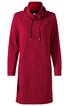 Rotes Strickkleid mit Ton-in-Ton strukturiertem Muster, langer Ärmel, Rollkragen mit Kordelzug, gerade Form, knielang