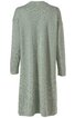 Langärmliges, hellgraugrünes Kleid ohne Muster, gerade geschnitten, rundhalsausschnitt, knielang, Rückansicht