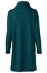 Dunkelgrüner Damenmantel ohne Muster, langer Schnitt, Stehkragen, lange Ärmel, gerade Form, Rückansicht