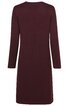 Dunkelrotes Kleid, uni, langärmlig, knieumspielend, Rundhalsausschnitt, gerade geschnitten