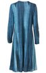 Langärmeliger Mantel in verschiedenen Blautönen mit vertikalen Farbverläufen, langer Schnitt, offen ohne Verschluss, gerade geschnitten
