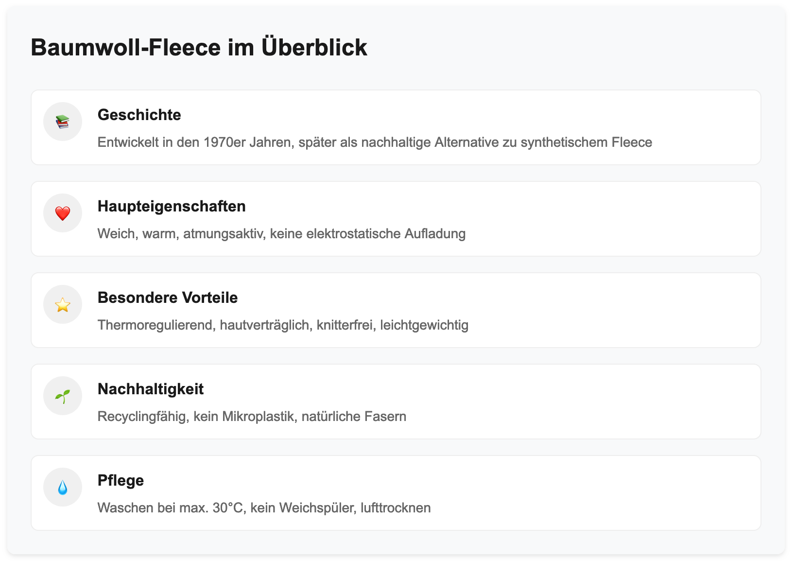 Alle wichtigen Informationen zu Baumwollfleece im Überblick