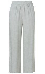 Hellgraue Viskose-Hose mit geradem Schnitt, elastischem Bund und leichter Struktur, ohne sichtbare Taschen oder Verzierungen, geeignet für legere und komfortable Outfits.