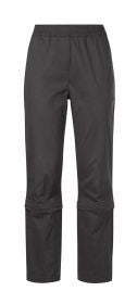 dunkelgraue Baumwoll-Mix-Hose mit elastischem Bund und abnehmbaren Beinteilen, gerade geschnitten, mit seitlichen Eingrifftaschen und verdecktem Reißverschluss, sportive Outdoor-Hose