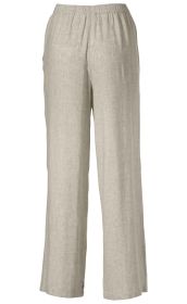 beige Viskose-Mix-Hose mit geradem Beinverlauf, elastischem Bund und locker sitzendem Schnitt, leicht strukturierter Stoff, ohne sichtbare Taschen oder Verschlüsse