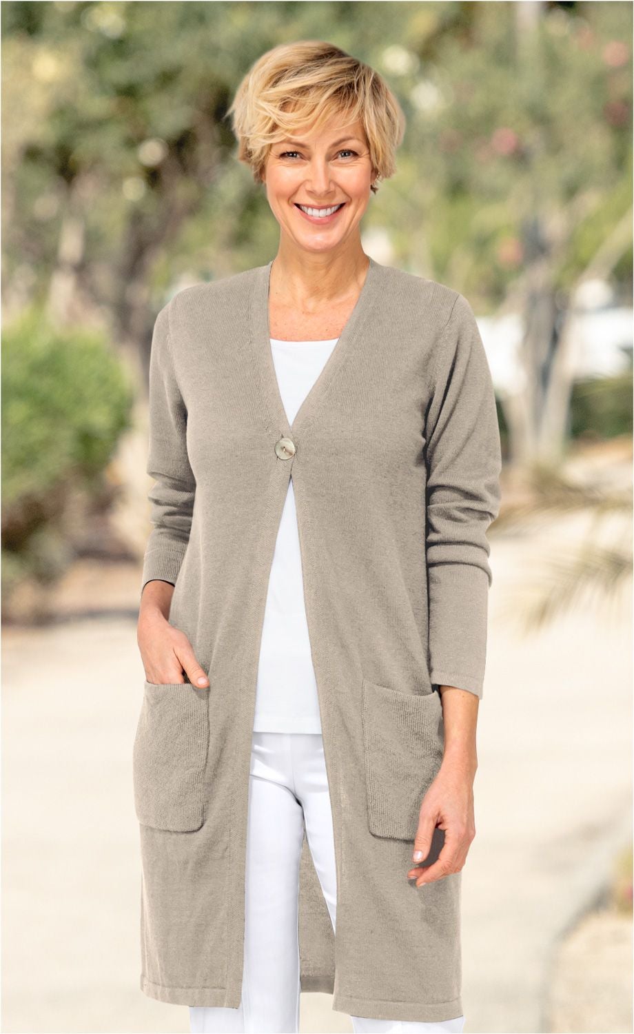 Leinen-Mix-Strickjacke