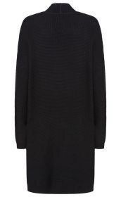 schwarzer langer Strickpullover mit Rollkragen, langem Arm, grober Strickstruktur, locker sitzend, unifarben, Rückansicht