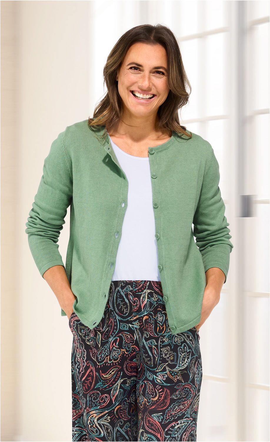 Leinen-Mix-Strickjacke
