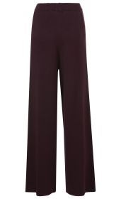 Dunkelrote Baumwoll-Mix-Hose mit weitem Bein, elastischem Bund, ohne sichtbare Taschen, gerade geschnitten, bequem und lässig, einfarbig, für Damen.