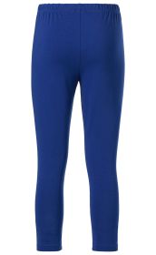 Blaue Baumwoll-Mix-Leggings mit elastischem Bund, enge Passform, lang, ohne Muster oder Verzierungen, Rückansicht